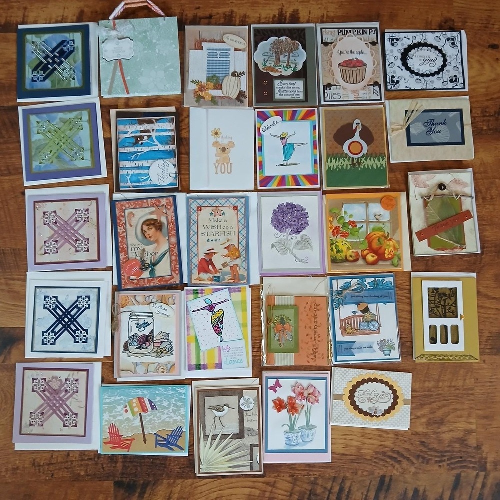 Handmade All-Occasion Greeting Cards. Lot Of 29 Stamped With Envelopes